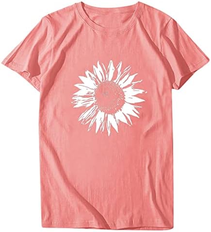 Nokmopo Womens Tops Ljetni modni cvjetni tisak O-izrez kratka majica Labava bluza Top majica Žene