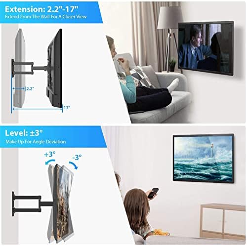 Pipishell Full Motion TV zidni nosač, okretni okretni okretni nagib, uklapa se 13-42 inčni i 26-60 inčni ravni zakrivljeni LED LCD OLED televizori