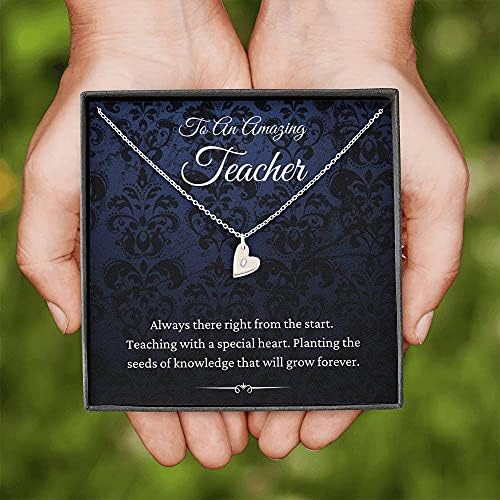 Nakit za poruke, ručno rađene ogrlice - personalizirani inicijali poklona srca Ogrlica za nastavnike, inspirativni učitelj Citat, božićni poklon za učiteca, pomoćnik nastavnika, poklon nastavnika, poklon predškolskog nastavnika,