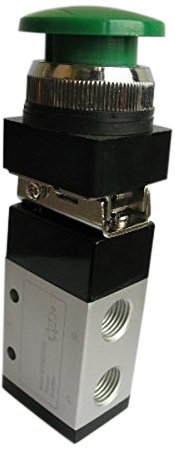 Mettleair MPBV3521 gljiva / konveksna gumbna gumba ventil sa resetiranjem opruge, 5 puta, 2 položaja, 1/8 NPT, zeleno