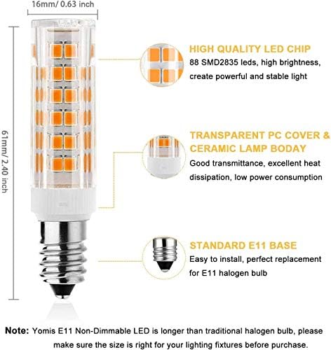 E11 T4 6 Watt 600lm 120 Volt sijalica za lustere, privjeske, Stolne lampe, osvjetljenje ormarića, baza Mini kandelabra, 100w JD 110V 120V toplo Bijela 3000k zatamnjiva