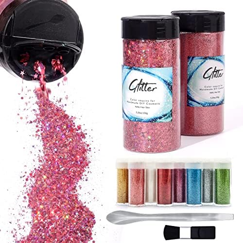 Craft Glitter, 380g svjetlucavi puder za nokte 10 staklenki Glitter s alatima,AARDWO živopisni višenamjenski