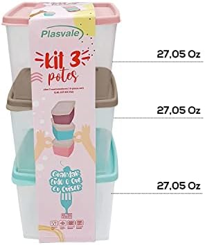 Plasvale - plastični kontejneri za skladištenje hrane Set Biovita Colorful Line-27.05 fl oz-6 komada-mikrovalna pećnica, zamrzivač i perilica posuđa-BPA besplatno