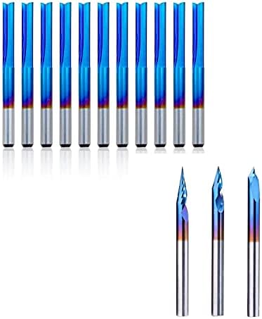 10kom 2-fluta ravni CNC ruter bitovi krajnji mlinovi + 3kom 2-FLAUTA Spiralni bitovi za graviranje