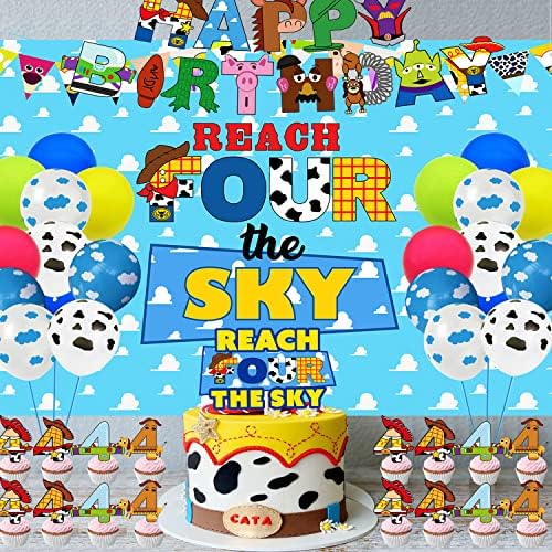 Reach Four The Sky Backdrop igračka inspirisana priča 4th Birthday Party Backdrop Banner za dječake