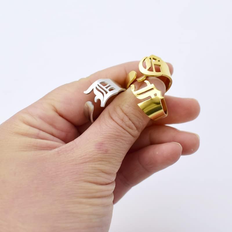 Ttndstore Zlato Početno Slovo Prstenovi Za Žene Muškarci Stara Engleska Abeceda Otvorena Manžetna Prsten