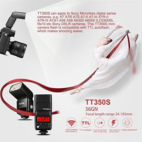 Godox Tt350s Flash Speedlite za Sony kameru, 2.4 G bežični GN36 1/8000s HSS TTL Blic kamere kompatibilan