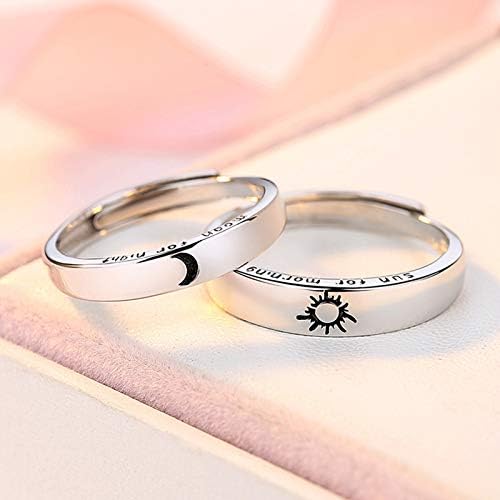 Beydodo 925 srebrni prstenovi prilagođeni podesivi prstenovi za sunce i Mjesec urezani I Love You parovi prstenovi