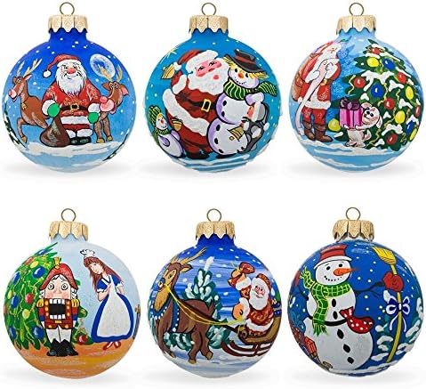 Set od 6 Santa, snjegović, sob, Nutcracker Glass Božićni ukrasi