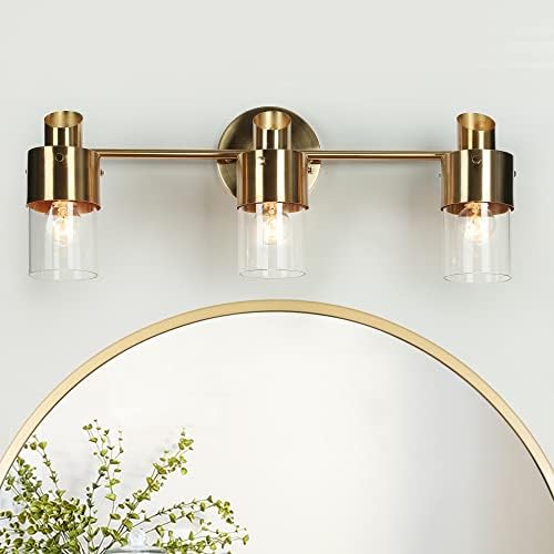 Durent rasvjeta Zlatna svjetla za kupatilo preko ogledala, 3 lagana moderna svjetla za ispraznost sa prozirnim staklenim Sjenilima