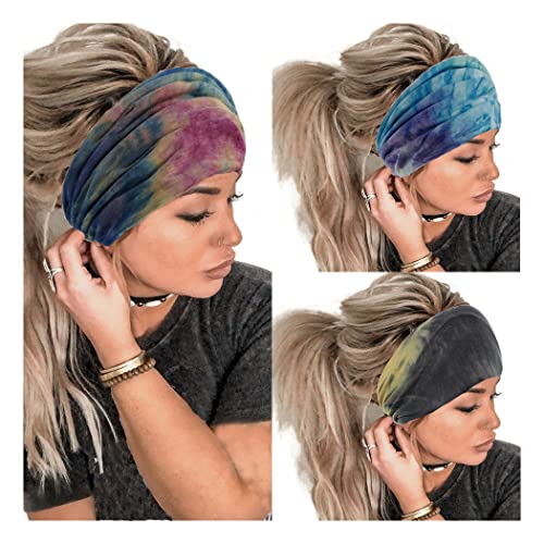 Fashey Boho Headbands Široki Turban head Warps Tie Dye Knotted Hair Bands Stretch Yoga Workout Hair šal modni