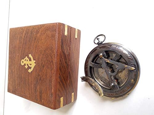 3-inčni krug antikni crni finični morski radnoj radnoj sukladnoj kompasu w / drvena kutija