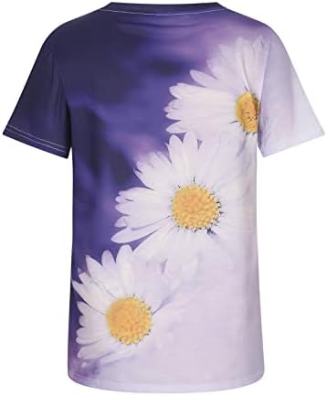 Vreći za čamce za teen djevojke Ljeto Jesen kratki rukav cvjetni grafički grafički casual bluze Thirts Women 2023 Q2