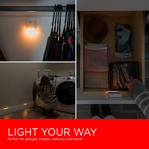 UltraPro Jantarno LED putno svjetlo sa senzorom pokreta, 2 pakovanja, na baterije, bežično, noćno svjetlo, Svjetlina za spavaću sobu, hodnike, stepeništa i još mnogo toga, 60255