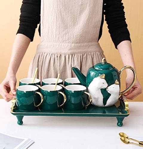 WPYYI TAPOT tamno zeleni zlatni rim keramički čaj za kafu šalica za kavu Kreativni jednostavan kućni popodnevni čaj za pohranu vode