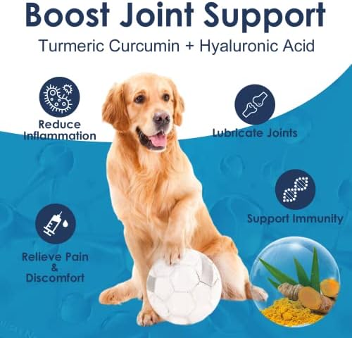 Glukozamin za pse, hip i zajednički dodatak za pse sa glukozaminom hondroitinom MSM, hijaluronskom kiselinom, kurkumom kurkuminom za ublažavanje bolova u zglobovima i upale, zdravlje zglobova|180 tableta