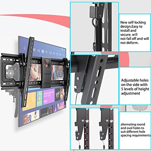 WKLSRHBD Podesivi nosač zidova zidna nosač za većinu 65-90 inča LED, LCD, OLED, plazma ravni ekran, zakrivljene televizore, niskog profila, do Vese 700x420 i 200 funti, crna