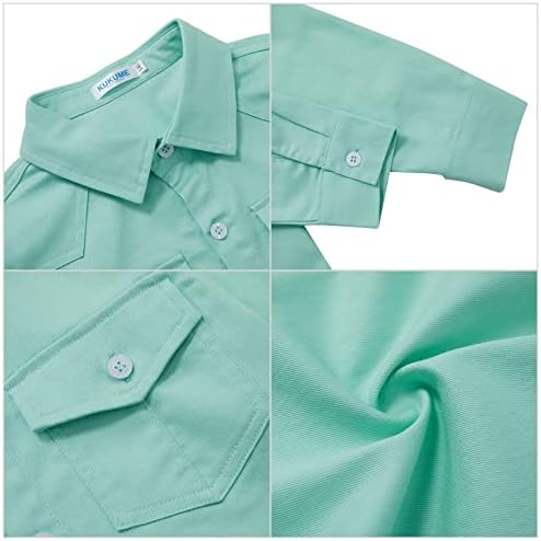 Kukume Kids Boys majica s dugim rukavima od punog casual gumba dolje sa džepnim košuljima prskanja Top 3-12 godina