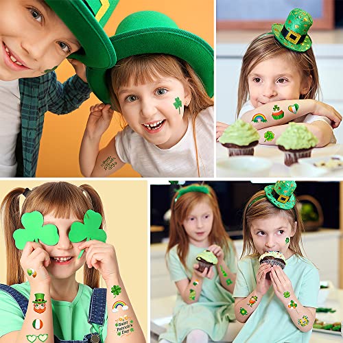 Dan St.Patrick Privremene tetovaže, 10 listova Shamrock Privremene naljepnice za tetovaže za djecu i odrasle irski ukrasi za ukrašavanje dana Patricks