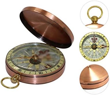 UxZDX Cujux Prijenosni kompas Kamp Pješačenje Pocket Kompas Navigacija Brončana školjkaš džepni sat Viseći lanac Multifunkcijski kompas