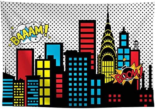 Allenjoy 118 x 95 superheroj tematske pozadine super city Skyline zgrade djeca rođendanske potrepštine favorizira