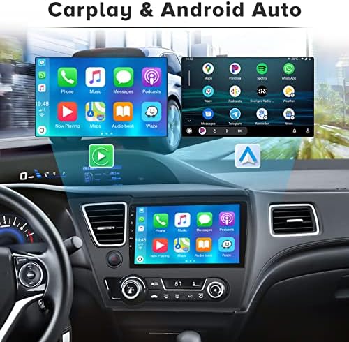 [2 + 32G] za 2013-2015 Honda Civic Radio, Apple Carplay Android 11 Auto stereo sa Android Auto 9 '' Touch ekranu Bluetooth automobil Audio prijemnik podržava SWC GPS WiFi Backup Camera FM RDS HiFi Canbus