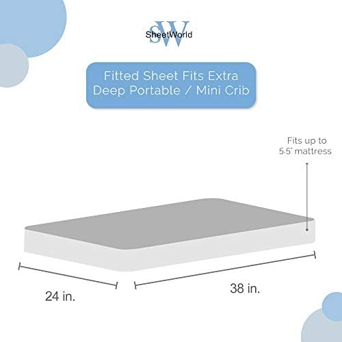 SheetWorld pamuk Percale Extra duboko opremljen prijenosni Mini krevetić 24 x 38 x 5.5, Wedgewood plava tkana, proizvedena u SAD-u