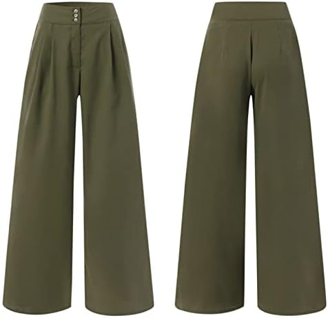 ADJHDFH pantalone sa širokim nogama visokog struka jednobojne plisirane Casual pantalone džepovi pantalone trenirke ženski džepovi