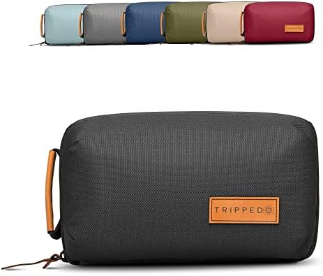 Tech Bag Organizer-mala torbica za organizatore elektronike za putovanja - Premium putna torbica sa kožnim akcentima - mrežasti džep za kablove, kablove i punjače - spojena putna oprema