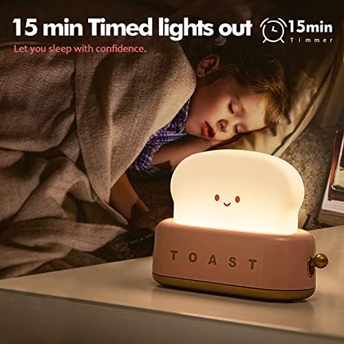QANYI slatka desk Decor toster lampa, Kawaii LED tost hljeb noćno svjetlo Punjivo i prijenosno svjetlo sa tajmerom, ideje za božićne poklone za djecu djevojčice Tinejdžeri Tinejdžeri