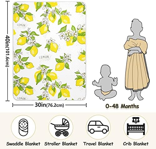 Swaddle pokrivače žuti limuni cvijeće pamučno pokrivač za dojenčad, primanje pokrivača, lagana