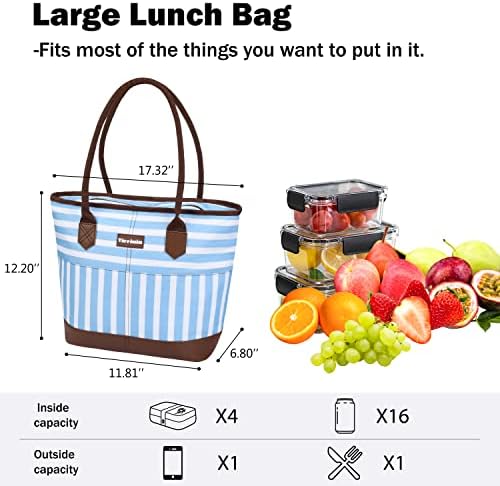 Tirrinia izolovana torba za ručak za žene, vodootporna velika kutija za ručak sa prednjim džepovima nepropusna