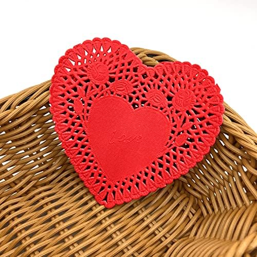 YSSAI 300 kom 4 inčni Mini Valentine srce Doilies izrezi papir čipkasti Doilies sa 3 boje crveno roze i bijele