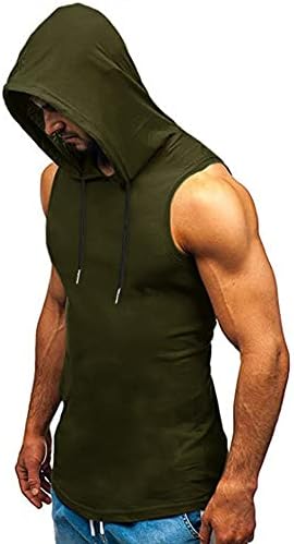 Amussiar Muška vježbanje s kapuljačom vrhova bodybuilding mišićne majice kapuljača bez rukava