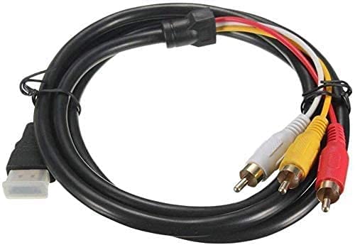 HDMI do RCA kabela, HDMI muški do 3RCA AV kompozitni muški m / m priključak Kabelski kabel kabel predajnik, jednosmjerna mjenjača od HDMI do RCA - 5ft / 1,5m crna