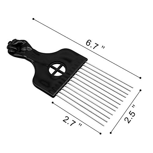 OSMOFUZE Afro Pick Lift Crna šaka metalni češalj za kosu, raščešljavanje perike pletenica češalj za oblikovanje kose za afričke