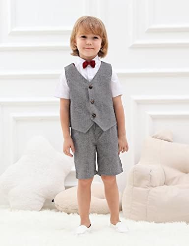 A & J Design Baby & Toddler Boys 3pcs suspenders odijelo, haljina, kravata, prsluk i kratke hlače