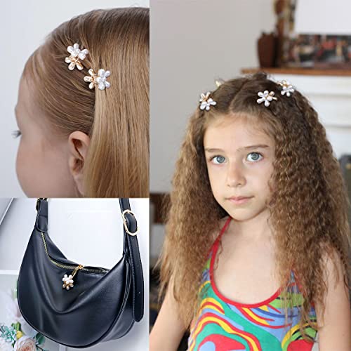 15 komada Mini biserne kopče za kosu, Tiny Flower Daisy Hair Pearl Claw kopče za žene djevojke pribor