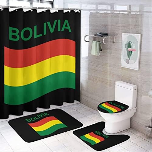 Zastava Bolivije četverodijelni kupaonski Set podna prostirka u obliku prostirke toaletni pokrivač tuš zavjesa za kupatilo dekor Set jedne veličine