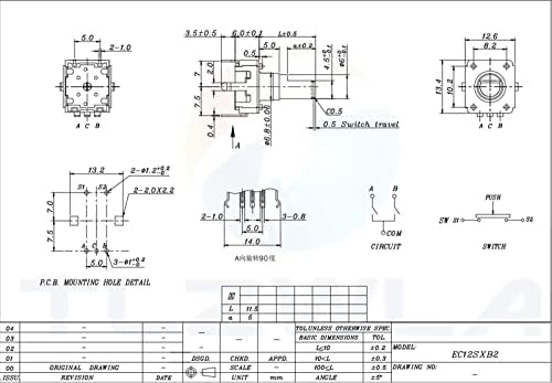 Zaahh 100kom rotacioni enkoder od 360 stepeni EC12 RE12 Audio enkoder kodiranje 5Pin 24 pozicija sa dugmetom prekidača dužina ručke 12,5 MM