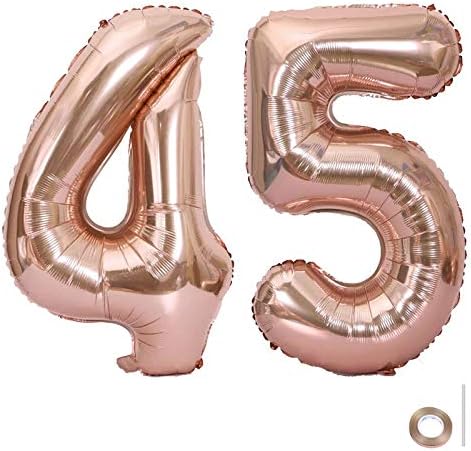 40 inčni veliki broj 45 balona balona balona balona jumbo folijuli helijum za vjenčanje rođendana festivalskog materijala ukrasa, ruže zlato 45