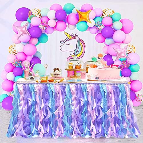 PartyBysam 9FT tulle stol suknja sirena kovrčava Willow Tutu stolna suknja za pravokutnike rufflecloth za rođendan