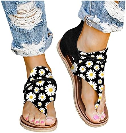 Balakie sandale za žene, žene vintage leopard flip flop patentni patentni sandala, casual cofy ljetne sandale za plažu