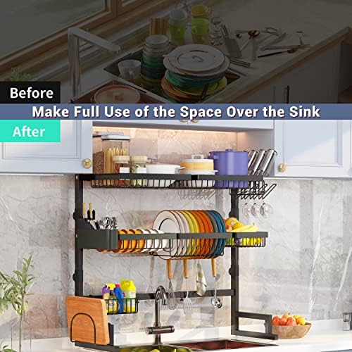 ilvvan preko sudopera stalak za sušenje posuđa Snap-On dizajn 3-slojni Kuhinjski veliki sudoper od nerđajućeg