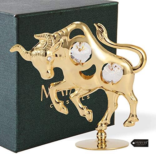Zlato pozlaćeni kristalni ukrašen Ox / Bull Figurini ukras, kip lista tkiva Kine Kineski zodiac Doc dekor Poklon TABLETOP DEKORACIJA DEKORACIJA KOLEKSIJSKI BOŽITER