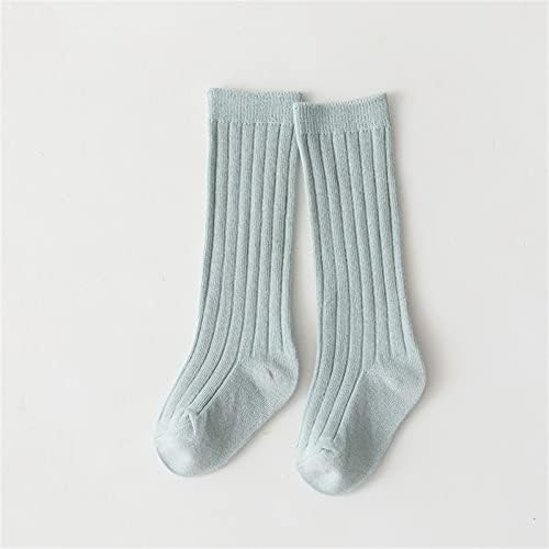 Dječja novorođenčadi Djevojke Djevojke Srednje čarape 1 Pakovanje luk rebraste duge čarape Ruffled Socks School