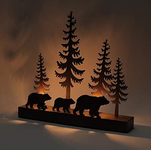 Rustikalni smeđi metalni medvjedi u šumskom siluetu ambijentalno svjetlo naglasak