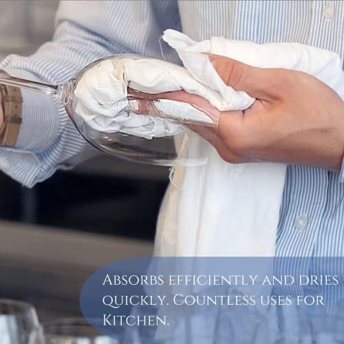 Ručnici za ručnike za brašno od bijelog brašna | 12 pakovanja kuhinjski ručnici | 28 x 28 | 130 COUNT COUNT