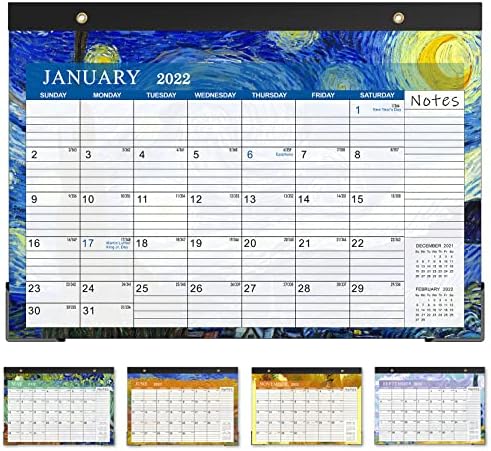 Veliki zidni kalendar / Desk kalendar 2022-2023,18 mjesečni planer januara 2022. - juni 2023., 17 x 12, 9-različiti-obrasci, premium debeli papir, veliki vladati blokove, bilješke za kućnu školu i ured
