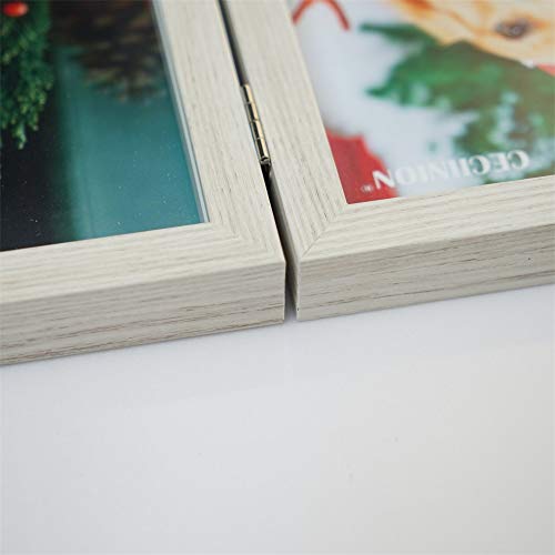 Ceciinion Wood Photo Frame Shadow Box, dvostruki okviri za slike sa šarkama 5x7, sa staklenom prednjom stranom,